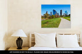 Gallery Wrapped Canvas, Houston Skyline In Sunny Day From Park Grass Of Texas USA