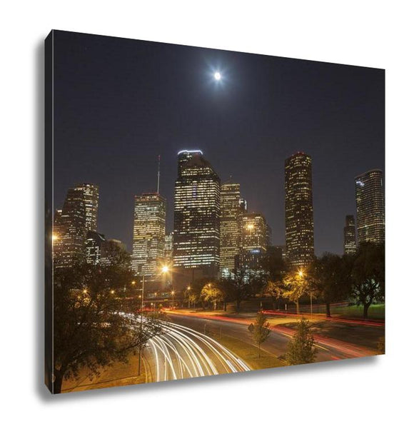 Gallery Wrapped Canvas, Houston Skyline At Night Texas