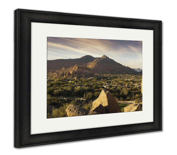 Framed Print, Golden Hour Arizonlandscape Scottsdale Phoenix Areausa