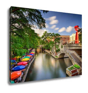 Gallery Wrapped Canvas, San Antonio Texas Uscityscape At Riverwalk