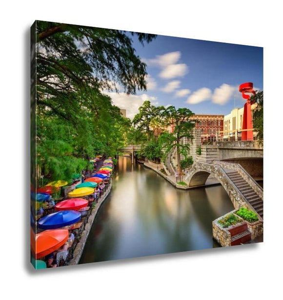 Gallery Wrapped Canvas, San Antonio Texas Uscityscape At Riverwalk