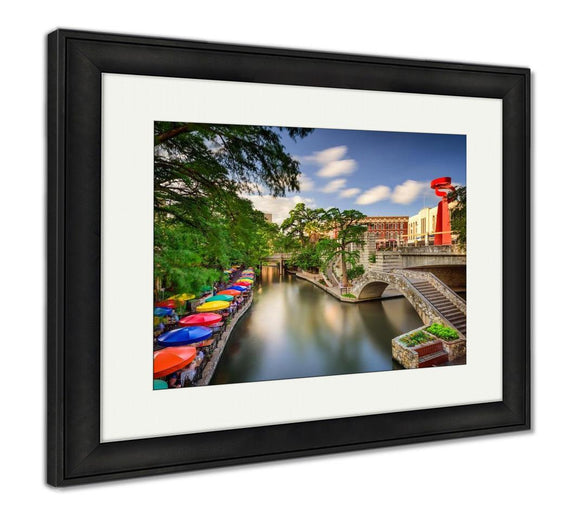 Framed Print, San Antonio Texas Uscityscape At Riverwalk