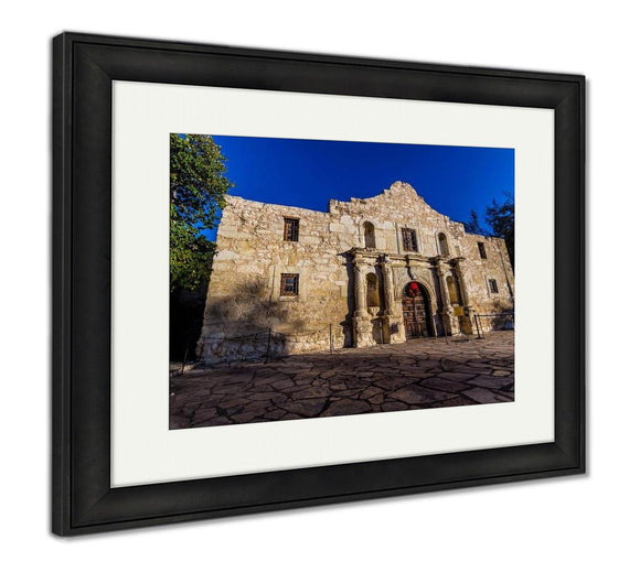 Framed Print, Interesting Perspective Of The Historic Alamo San Antonio Texas