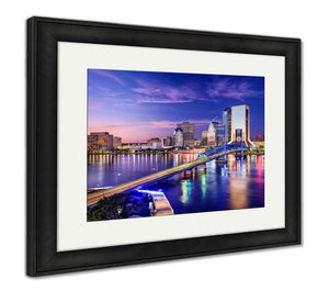 Framed Print, Jacksonville Floridusdowntown City Skyline