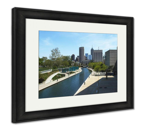 Framed Print, Water Canal In Downtown Indianapolis Indiana