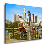 Gallery Wrapped Canvas, Columbus Ohio Cityscape With The Santa Maria In The Foreground