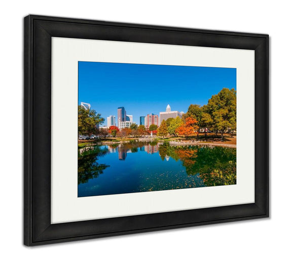 Framed Print, Charlotte City Skyline Autumn Season