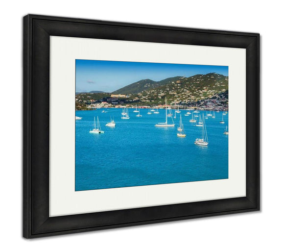 Framed Print, Harbor St Thomas Us Virgin Islands Sailboats Tropical Island