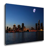 Gallery Wrapped Canvas, Night Skyline Detroit