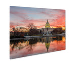 Metal Panel Print, Washington Dc Capitol Building Cloudy Sunrise Mirror Reflection