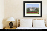 Framed Print, White House From South Lawn On Summer Day Flowers And Fountain Truman