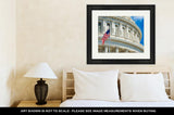 Framed Print, Washington Dc Capitol On Cloudy Sky