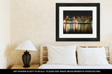 Framed Print, Boston Skyline At Night Massachusetts USA