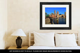 Framed Print, Boston Skyline Financial District Boston Harbor Sunrise