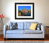 Framed Print, Boston Skyline Financial District Boston Harbor Sunrise