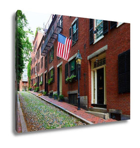 Gallery Wrapped Canvas, Acorn Street Beacon Hill Cobblestone Boston In Massachusetts USA