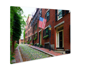 Metal Panel Print, Acorn Street Beacon Hill Cobblestone Boston In Massachusetts USA