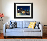 Framed Print, Boston Skyline By Night Massachusetts USA