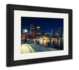 Framed Print, Boston Skyline By Night Massachusetts USA