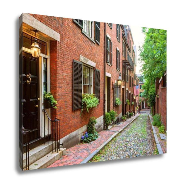 Gallery Wrapped Canvas, Acorn Street Beacon Hill Cobblestone Boston In Massachusetts USA