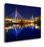 Gallery Wrapped Canvas, Boston Zakim Bridge Sunset In Bunker Hill Massachusetts USA