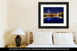 Framed Print, Boston Zakim Bridge Sunset In Bunker Hill Massachusetts USA