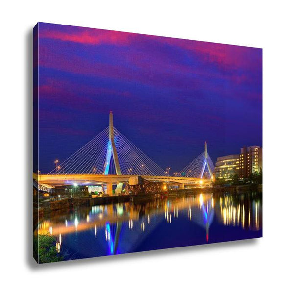 Gallery Wrapped Canvas, Boston Zakim Bridge Sunset Bunker Hill Massachusetts USA