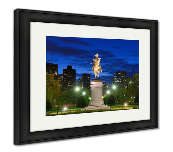 Framed Print, George Washington Equestrian Statue Public Garden Boston