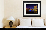 Framed Print, Marina And Apartment Building At Night In Baltimore Maryland