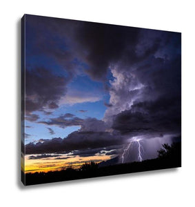 Gallery Wrapped Canvas, Summer Monsoon Lightning And Weather Over Tucson Arizona