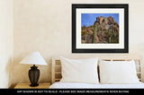 Framed Print, Desert Scenic With Big Boulder