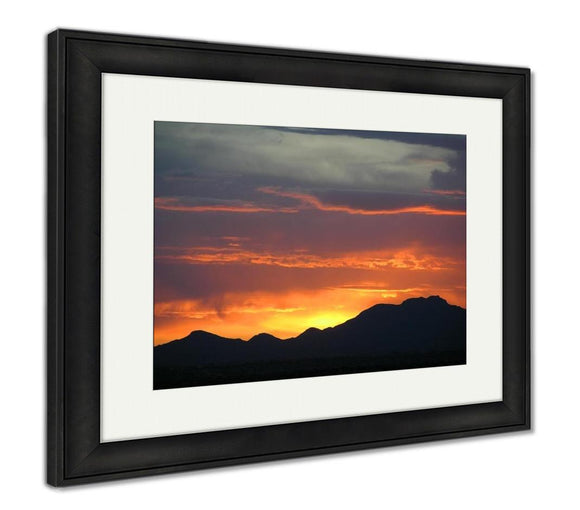 Framed Print, Amazing Mountain Sunset