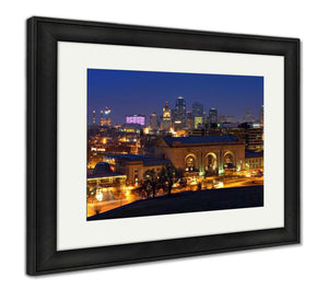 Framed Print, Night Time Image Of Kansas City Missouri Skyline