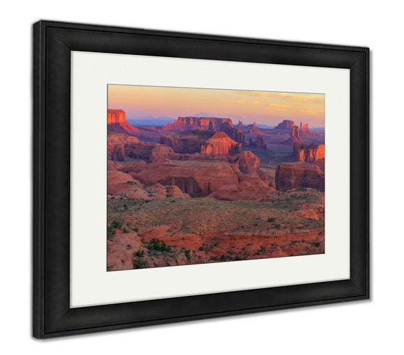 Framed Print, Sunrise At Hunts Mesviewpoint