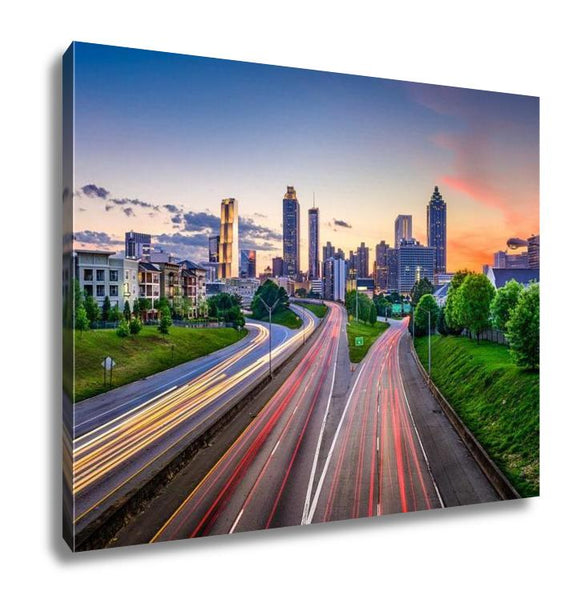 Gallery Wrapped Canvas, Atlantgeorgiusdowntown City Skyline Over Freedom Parkway