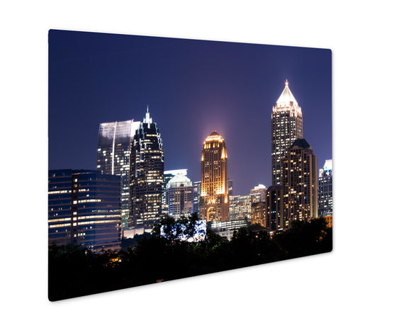 Metal Panel Print, Group Of Buildings At Atlantdowntown At Dusk