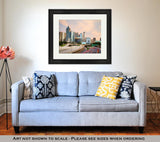 Framed Print, Downtown Atlantgeorgiat Sunset Time