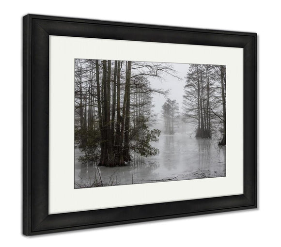 Framed Print, Fog And Ice At Stumpy Lake