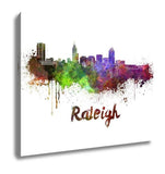 Gallery Wrapped Canvas, Raleigh Skyline In Watercolor