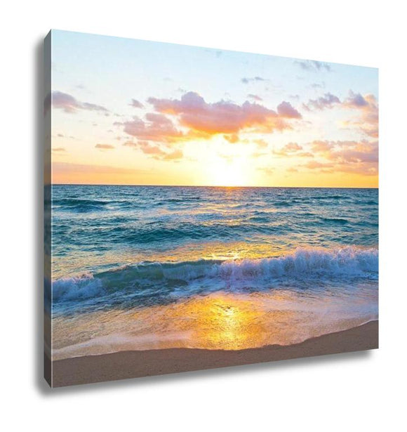 Gallery Wrapped Canvas, Sunrise Over Ocean In Miami Beach Florid