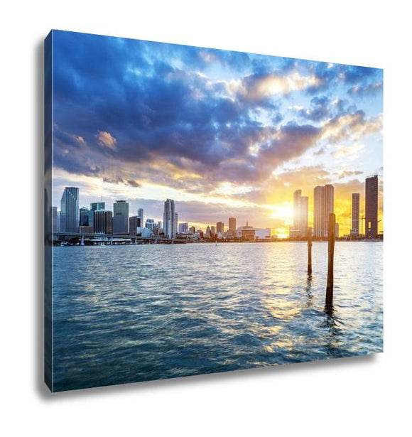 Gallery Wrapped Canvas, Miami City By Night