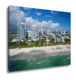 Gallery Wrapped Canvas, Aerial Miami Beach Drone Photo Taken Over Ocean