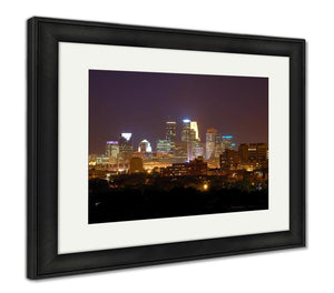 Framed Print, Minneapolis Skyline At Night