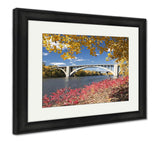 Framed Print, Autumn Colors With Bridge Over The Mississippi River Minnesota