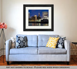 Framed Print, Skyline Of Cleveland Evening Time Usnorth Americ