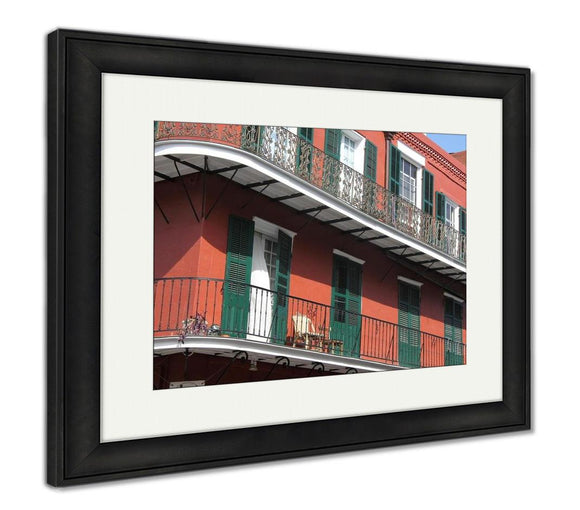 Framed Print, New Orleans French Quarter Balconies