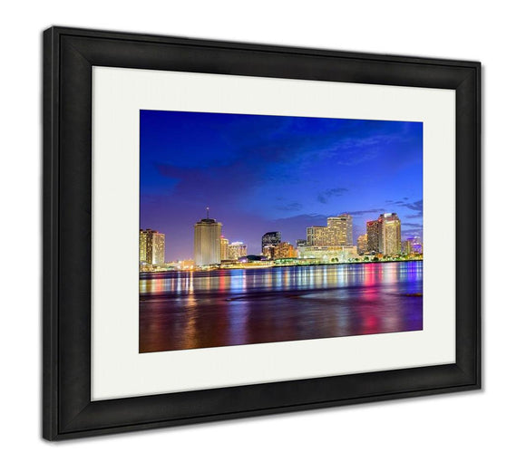 Framed Print, New Orleans Louisiana USA Skyline On The Mississippi River