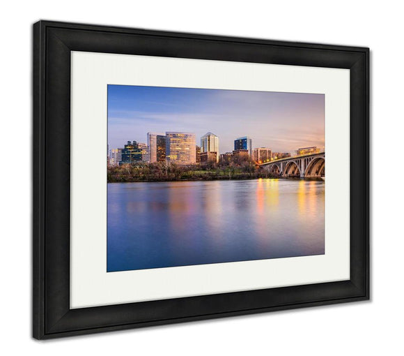 Framed Print, Rosslyn Arlington Virginiuscity Skyline On Potomac River