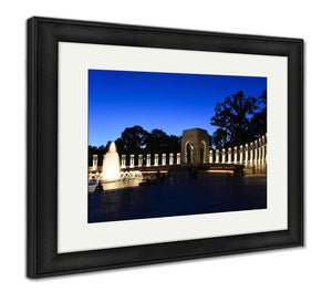 Framed Print, Lincoln Memorial Washington Dc National Wwii Memorial At Night