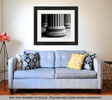 Framed Print, Closeup Of Classic Columns In Black And White